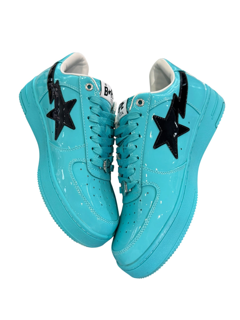 A Bathing Ape Bape Sta Turquoise Blue Black Patent Leather