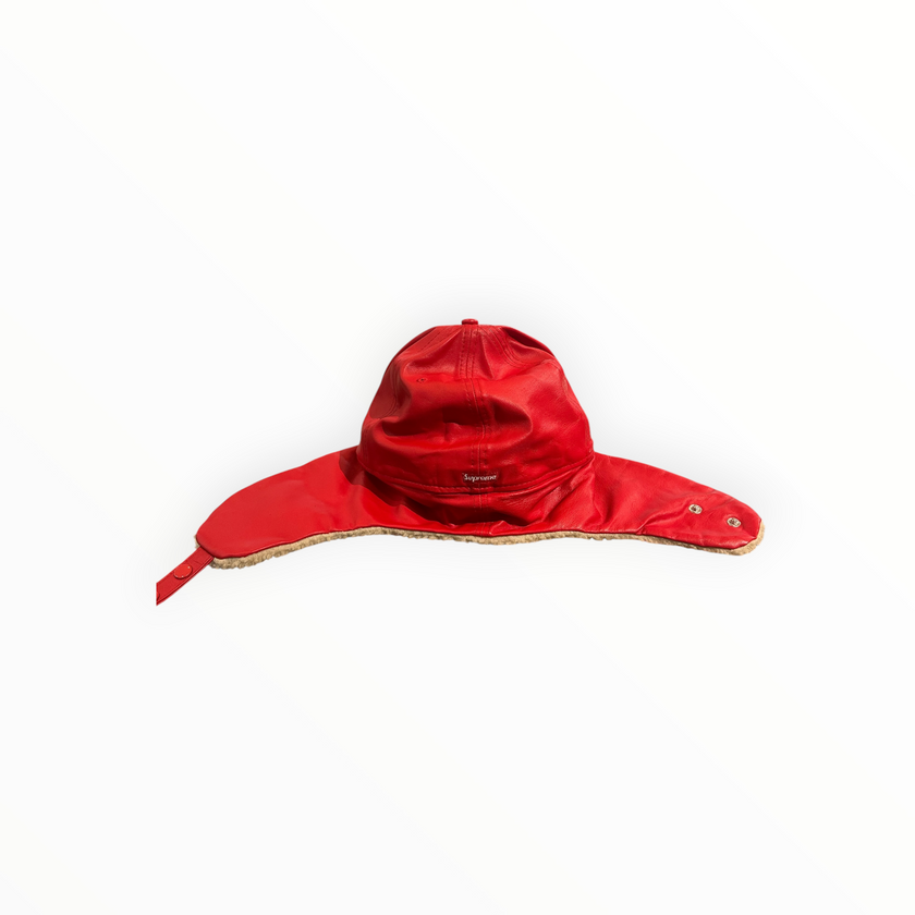 Supreme Leather Earflap Box Logo New Era Red