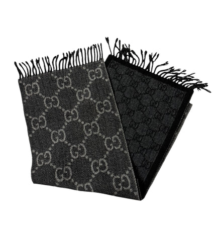 Gucci GG Wool Grey/Black Scarf