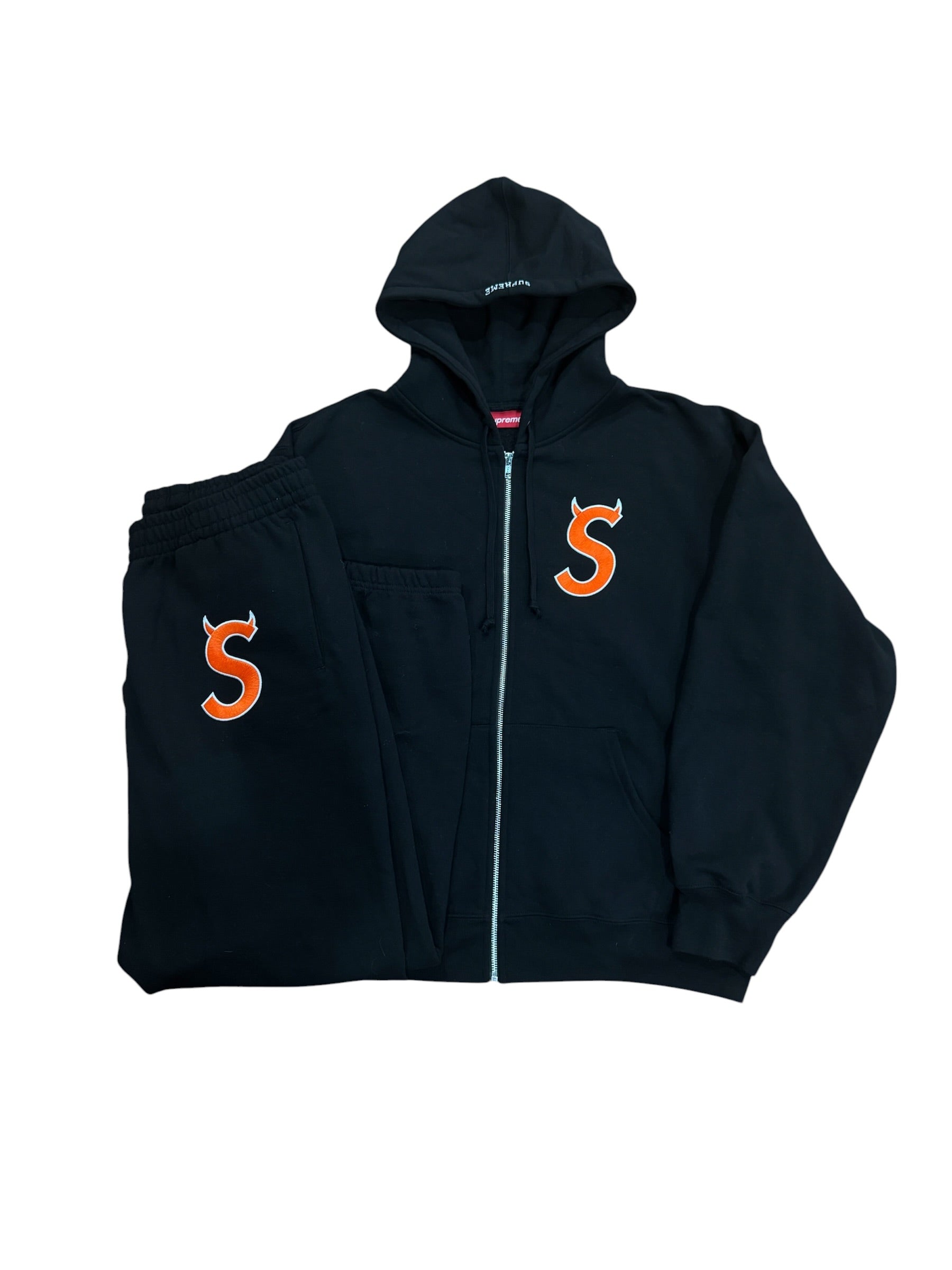 Supreme S Logo Sweatsuit Black/Orange