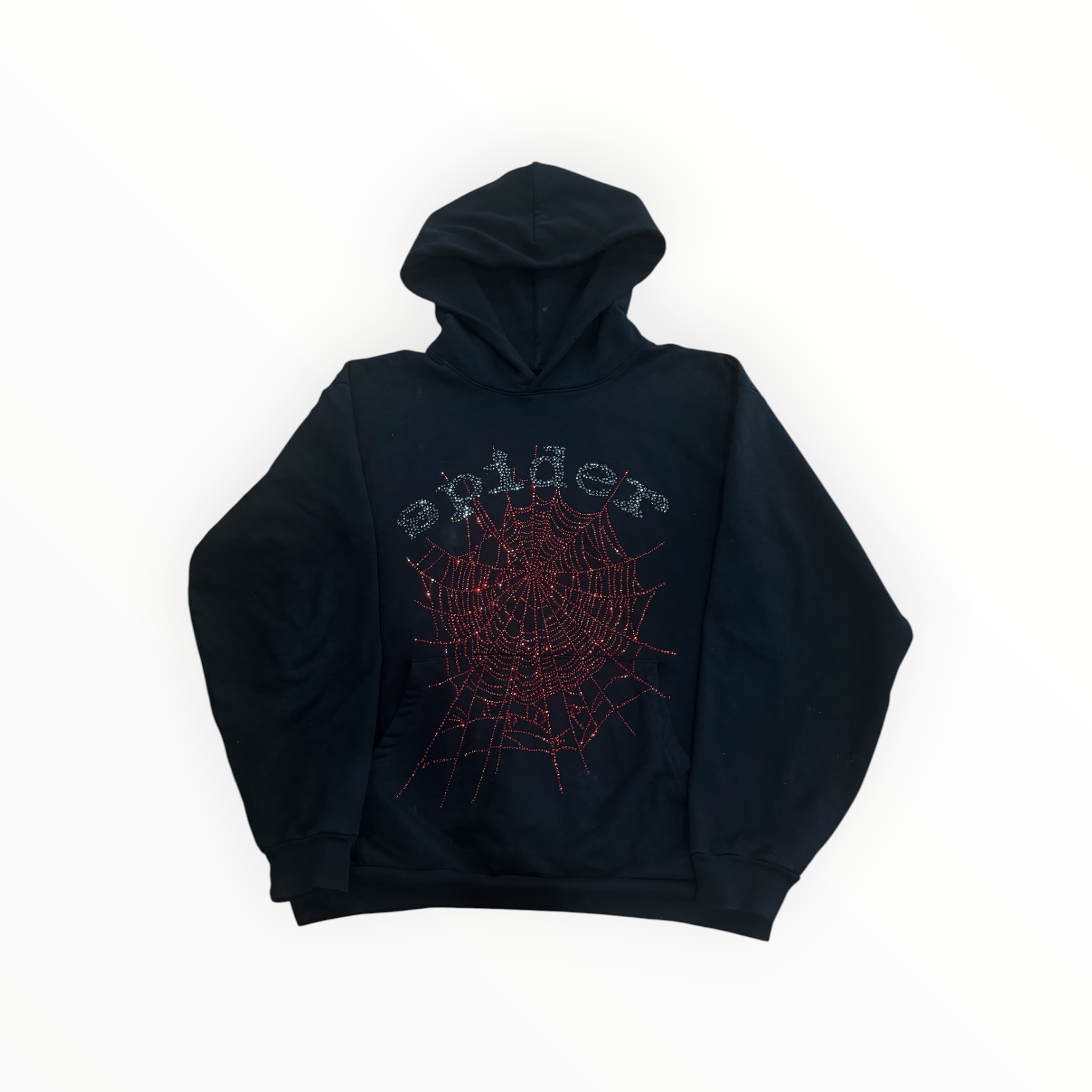Sp5der OG Logo Rhinestone Hoodie Black