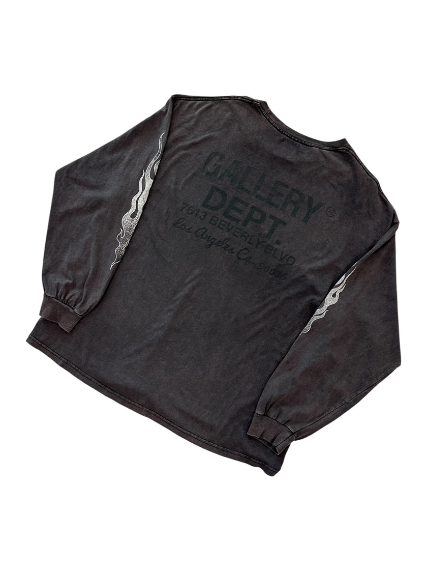 Gallery Dept. Flames L/S T-Shirt Black (Sale)