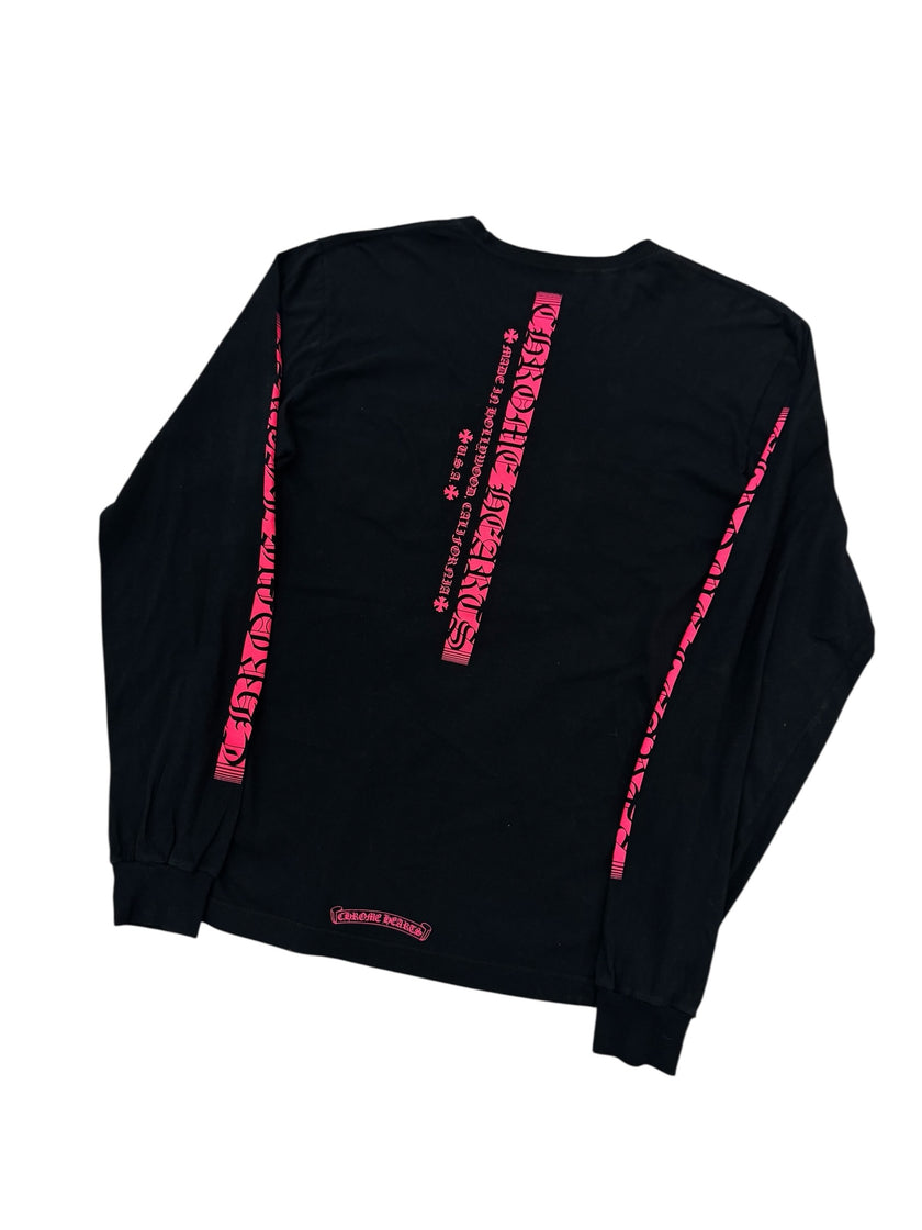 Chrome Hearts Pink Logo Long Sleeve Tee Black