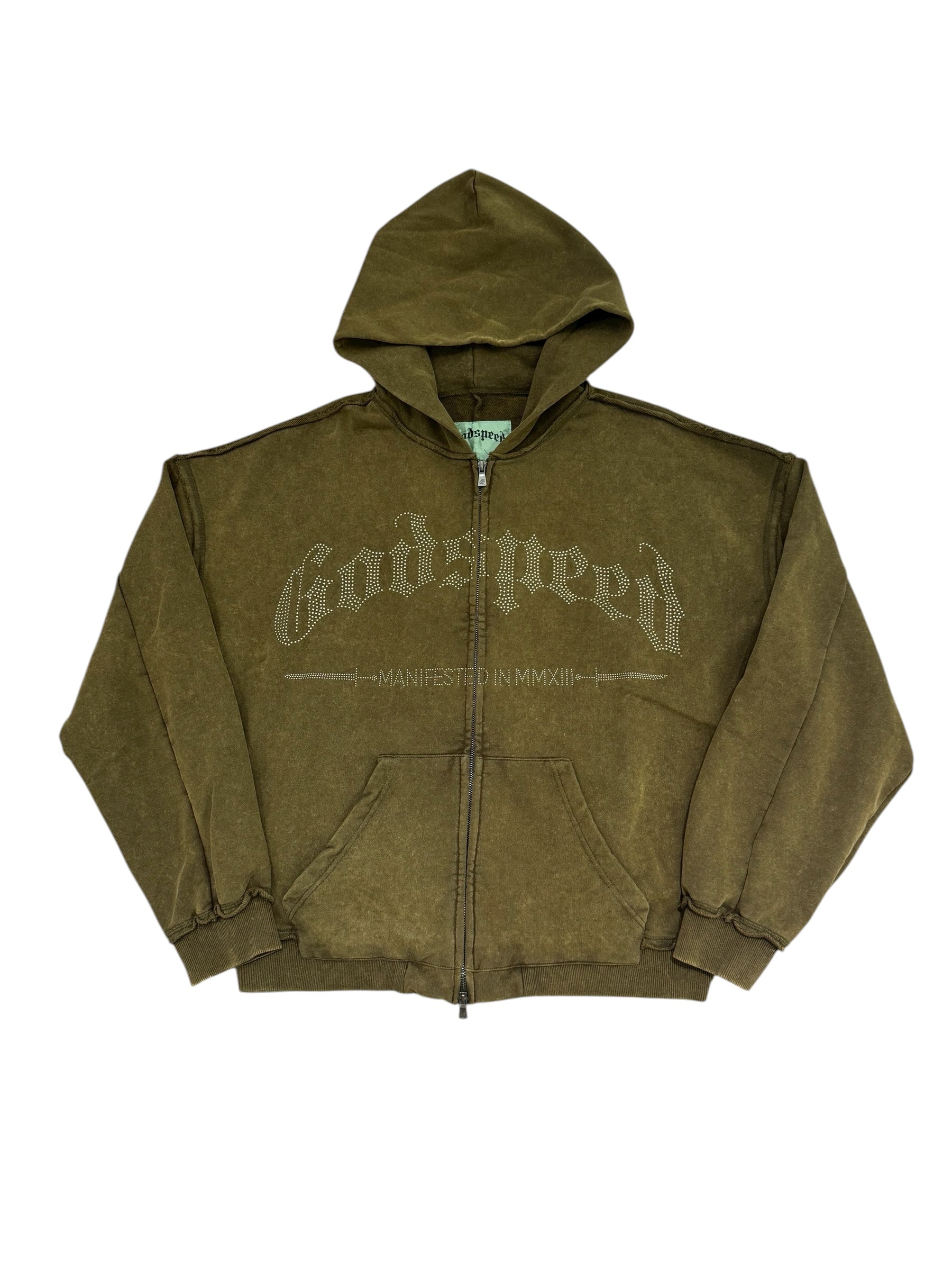Godspeed Studded OG Logo Hoodie Olive Wash