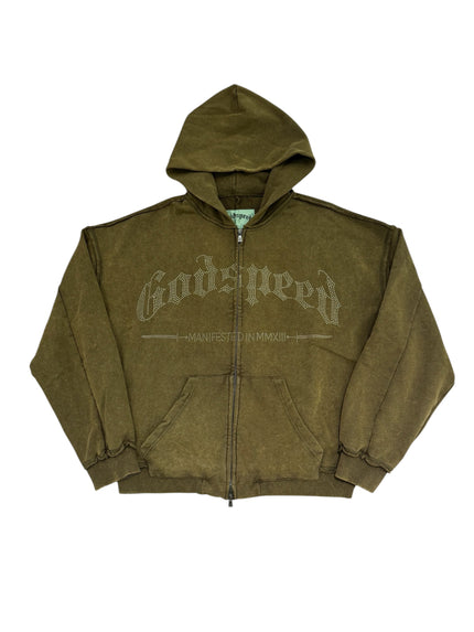 Godspeed Studded OG Logo Hoodie Olive Wash
