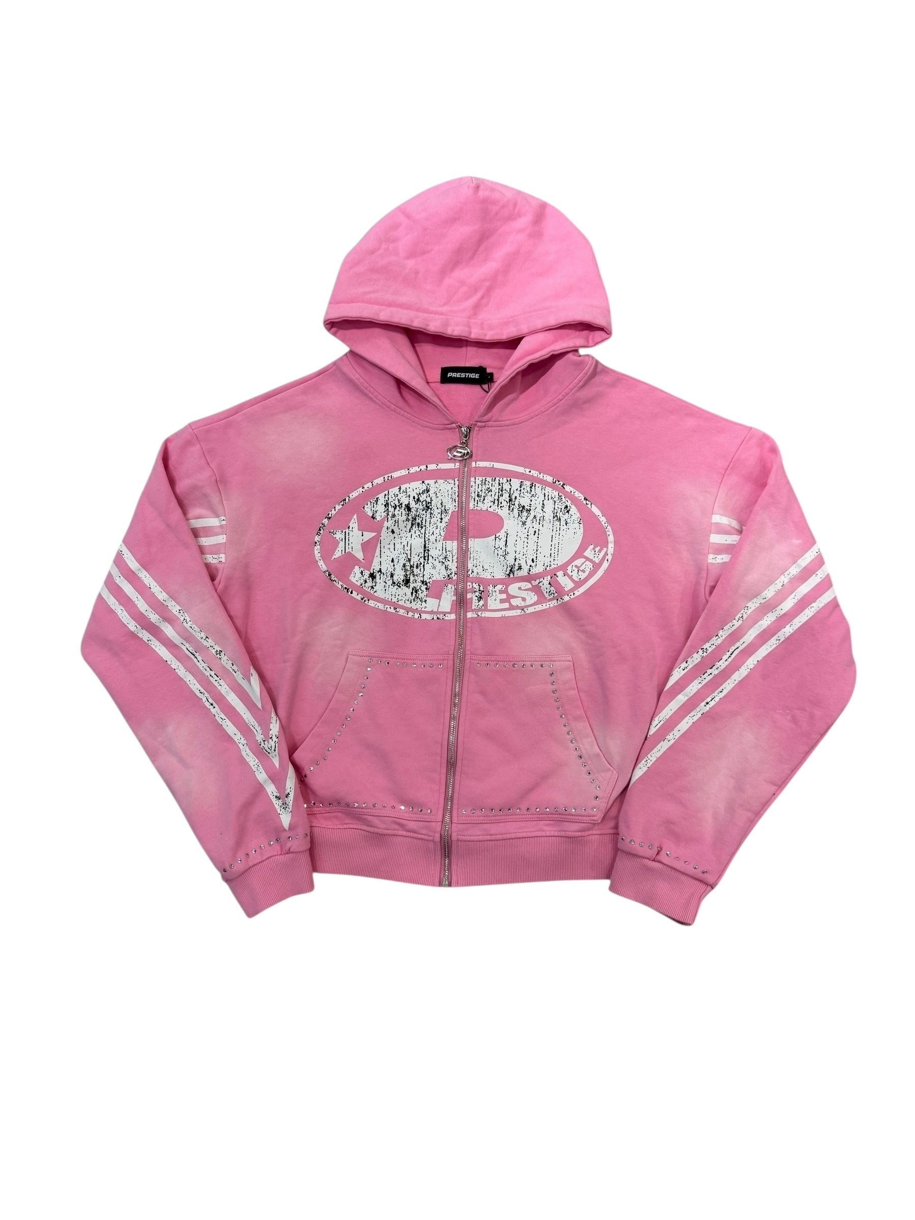 Prestige Rhinestone Pink Zip Up Hoodie