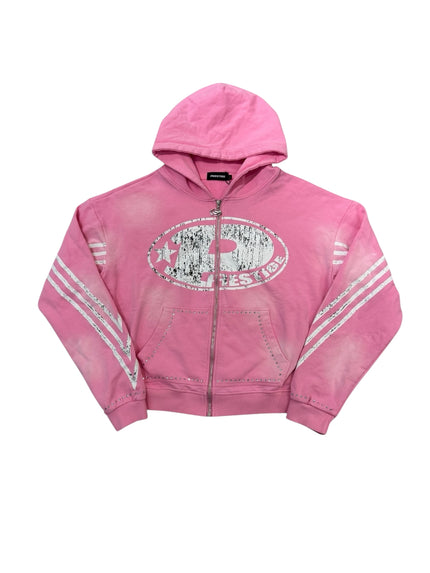 Prestige Rhinestone Pink Zip Up Hoodie