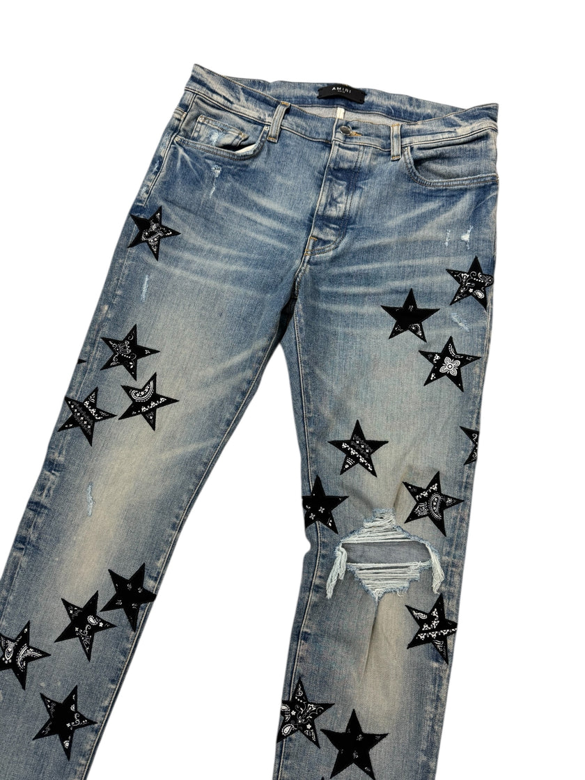 Amiri Bandana Star Denim Clay Indigo