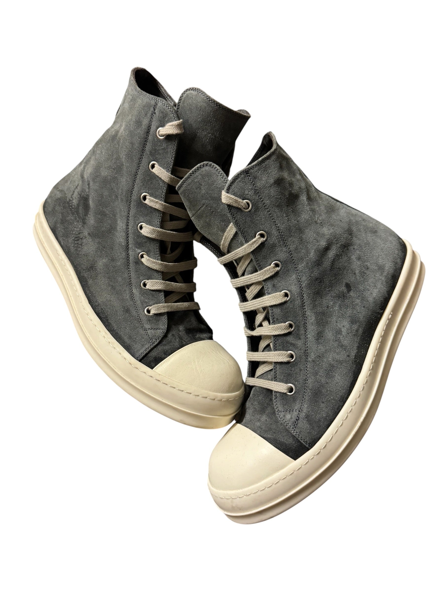 Rick Owens Stone Milk Suede Ramone High Sneaker