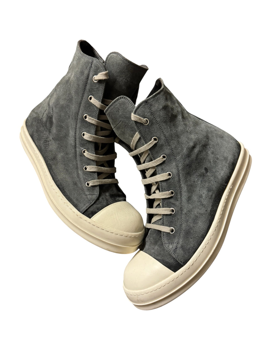 Rick Owens Stone Milk Suede Ramone High Sneaker