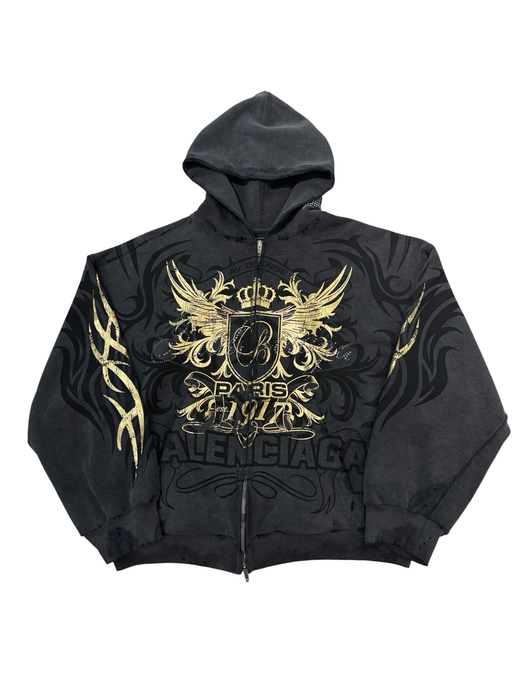 Balenciaga Gold Tacky Embellished Zip Up