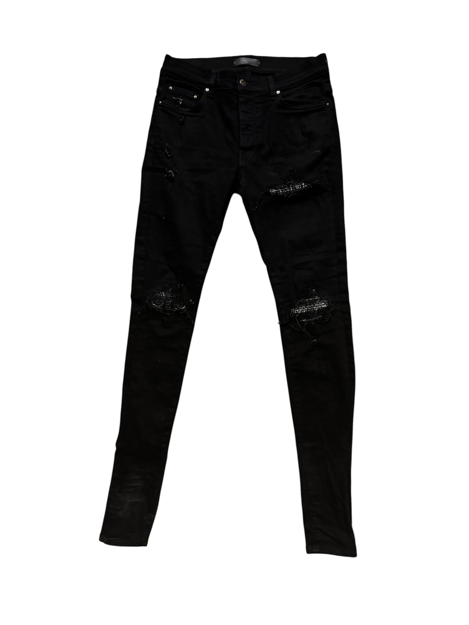 Amiri MX1 Black Paisley Denim