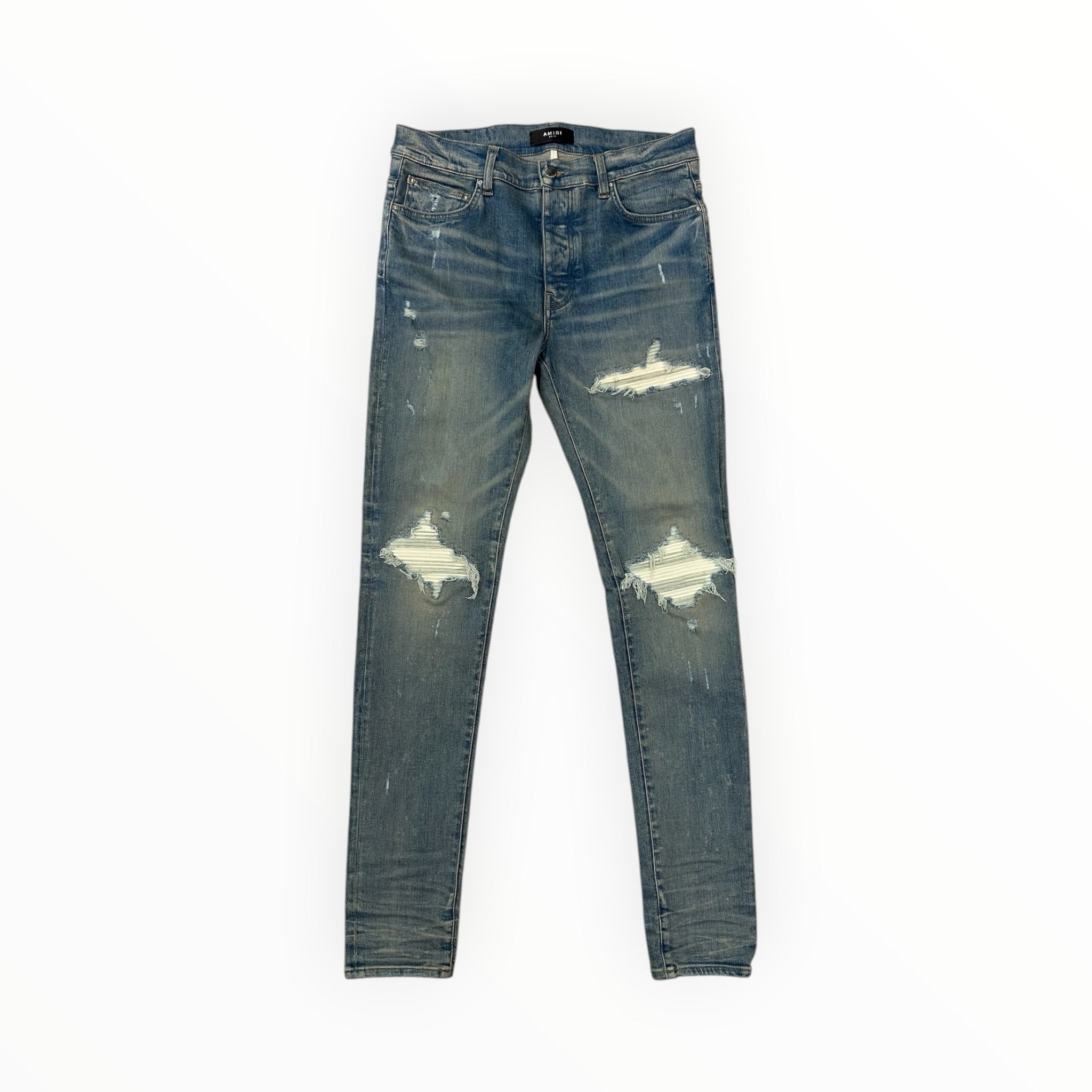 Amiri MX1 Distressed Suede Patch Light Blue/White