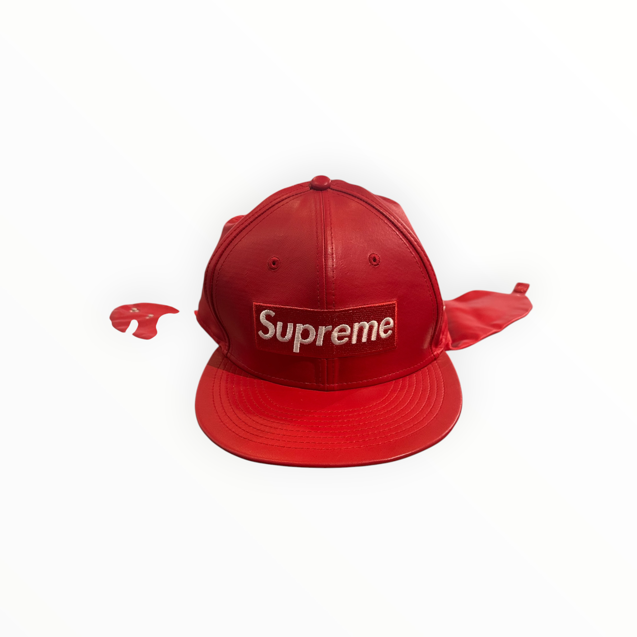 Supreme Leather Earflap Box Logo New Era Red