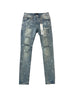 Purple Brand Blow Out Knee Paint Splatter Denim