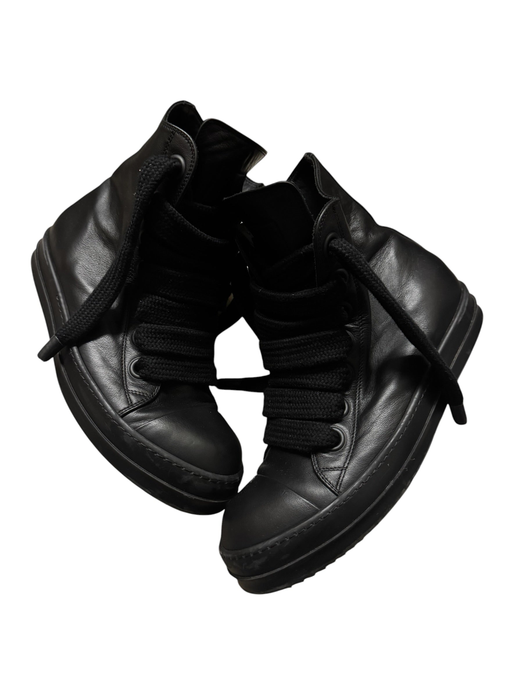 Rick Owens Jumbo Lace Leather High Top Black
