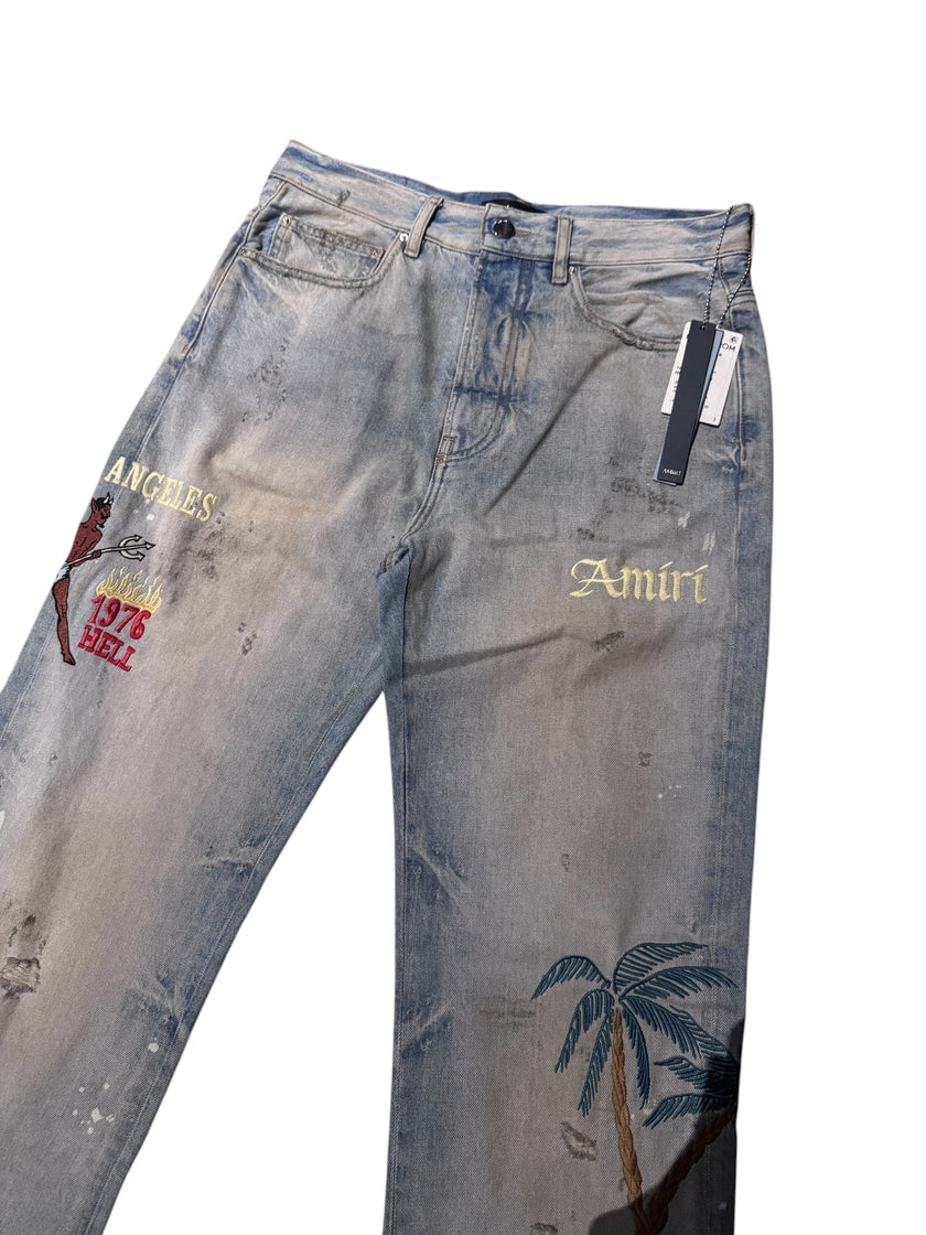 Amiri Sinners Embroidered Denim