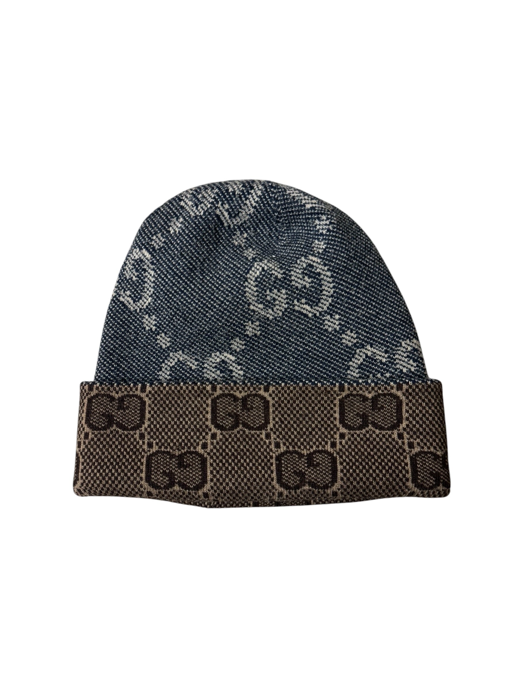 Gucci GG Reversible Wool Beanie Beige/Blue