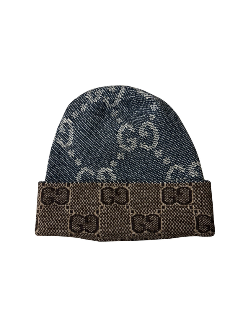 Gucci GG Reversible Wool Beanie Beige/Blue