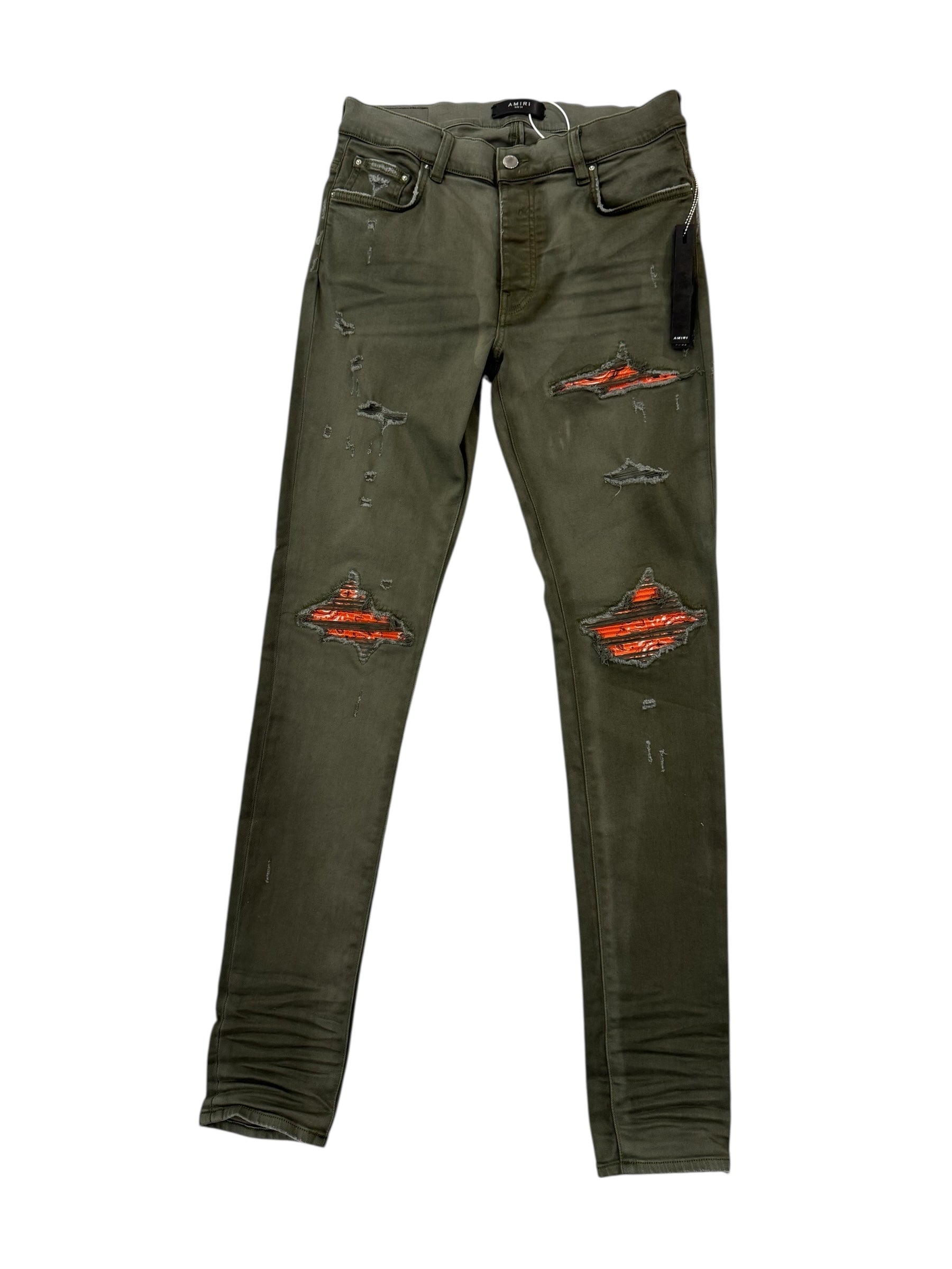 Amiri MX1 Bandana Denim Green/Orange