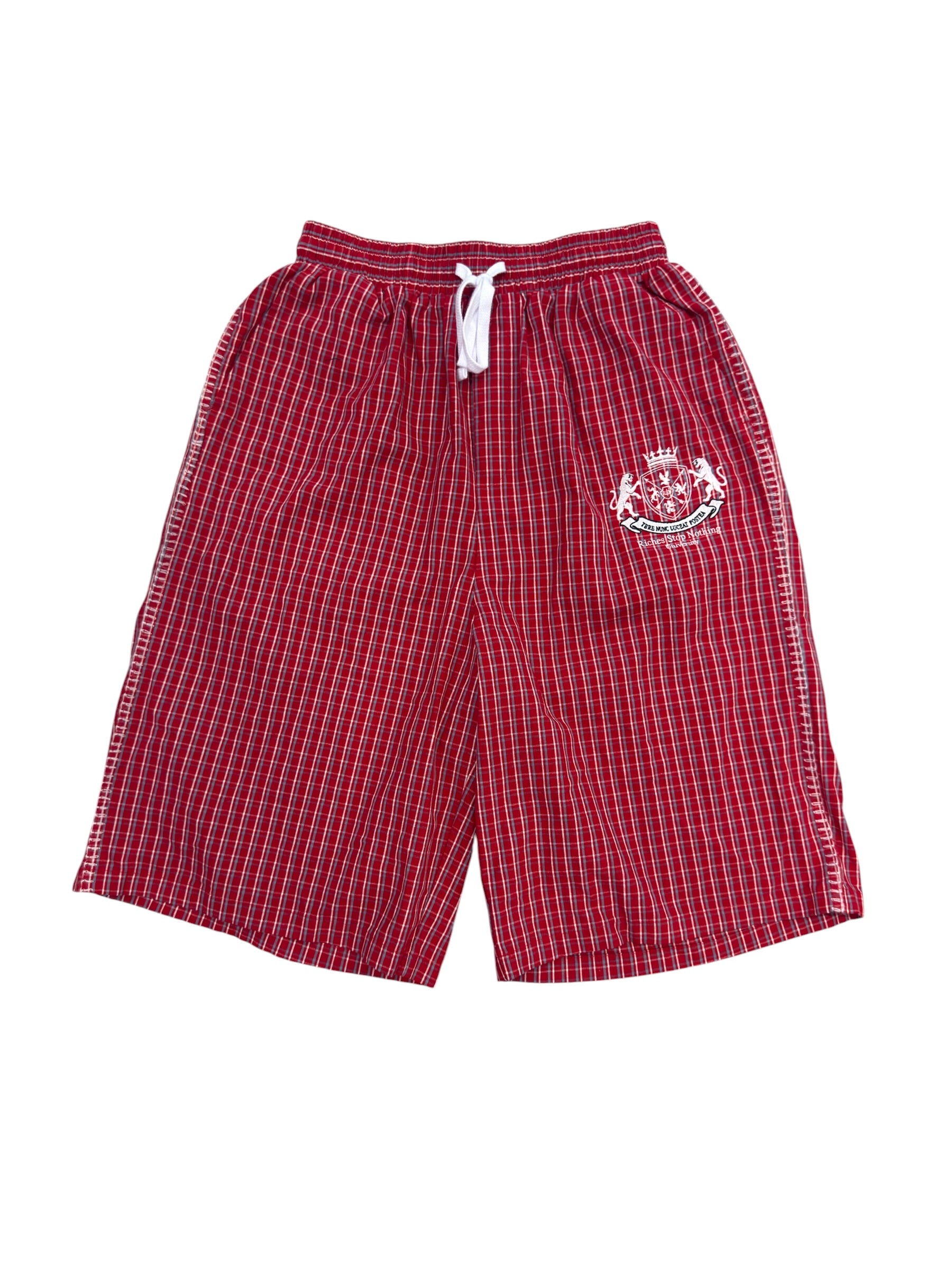 Riches Stop Nothing 3/4 Plaid Shorts Red
