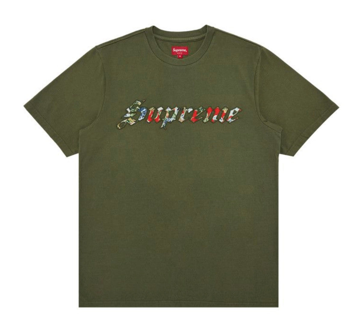 Supreme Floral Appliqué Short Sleeve Top Olive