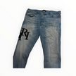Amiri Staggered Logo Denim Blue/Black