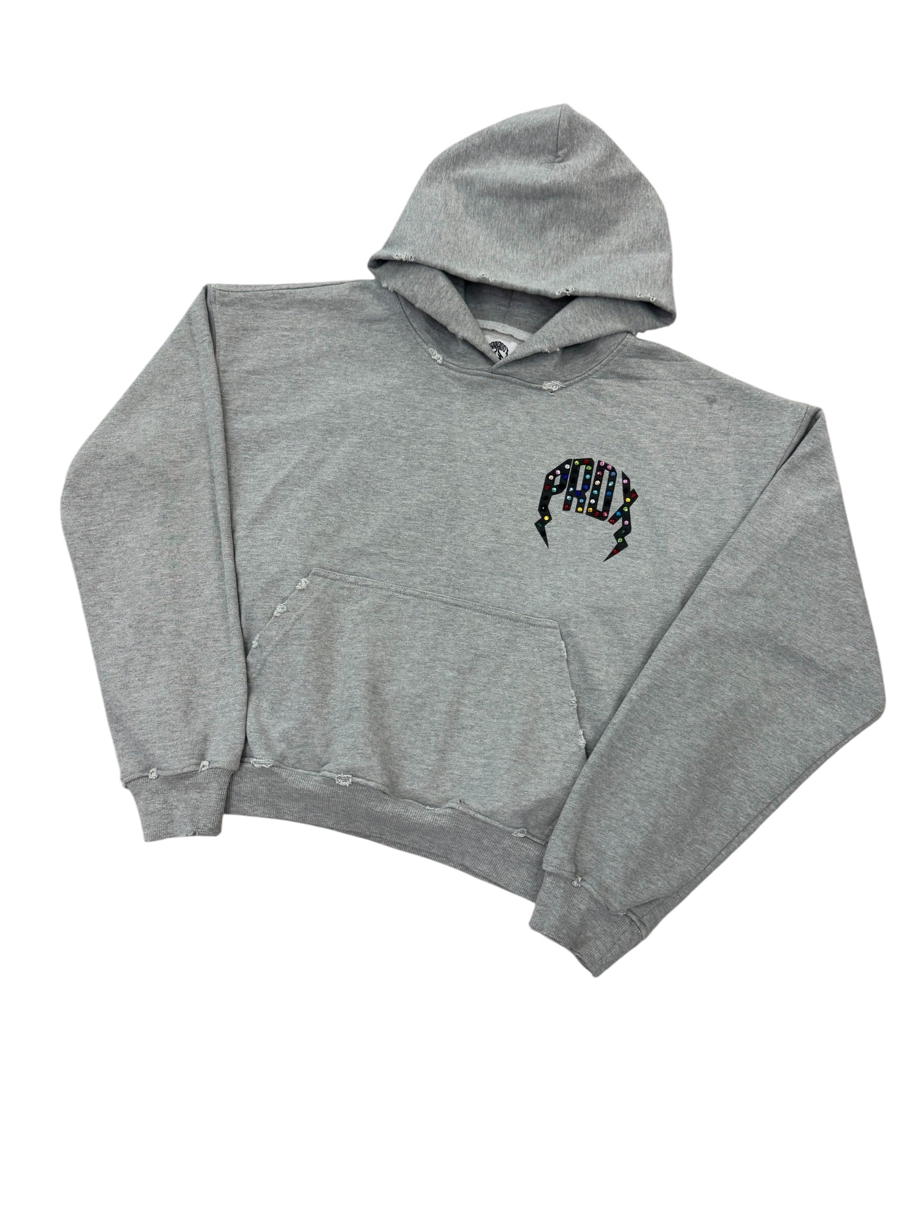 Paradox Rhinestone Pullover Hoodie Grey