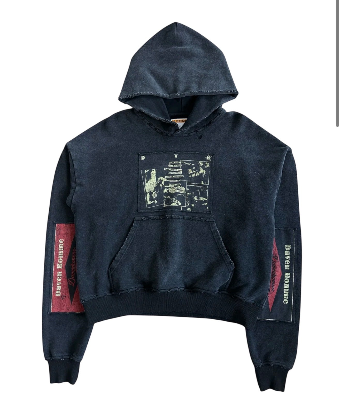 Daven Homme Ramone Patch Hoodie Black