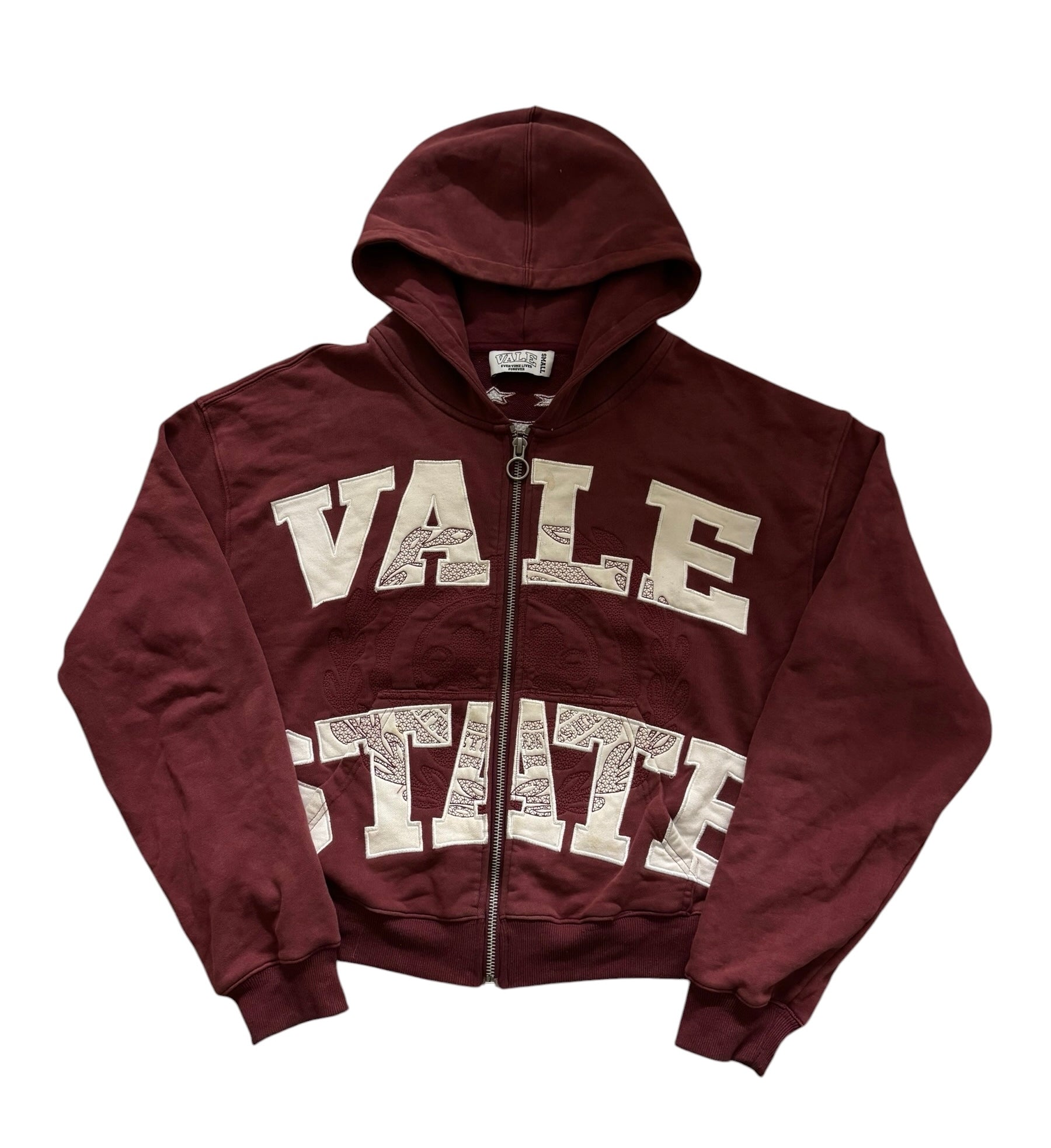 Vale Forever Maroon Emblem Zip Up Hoodie