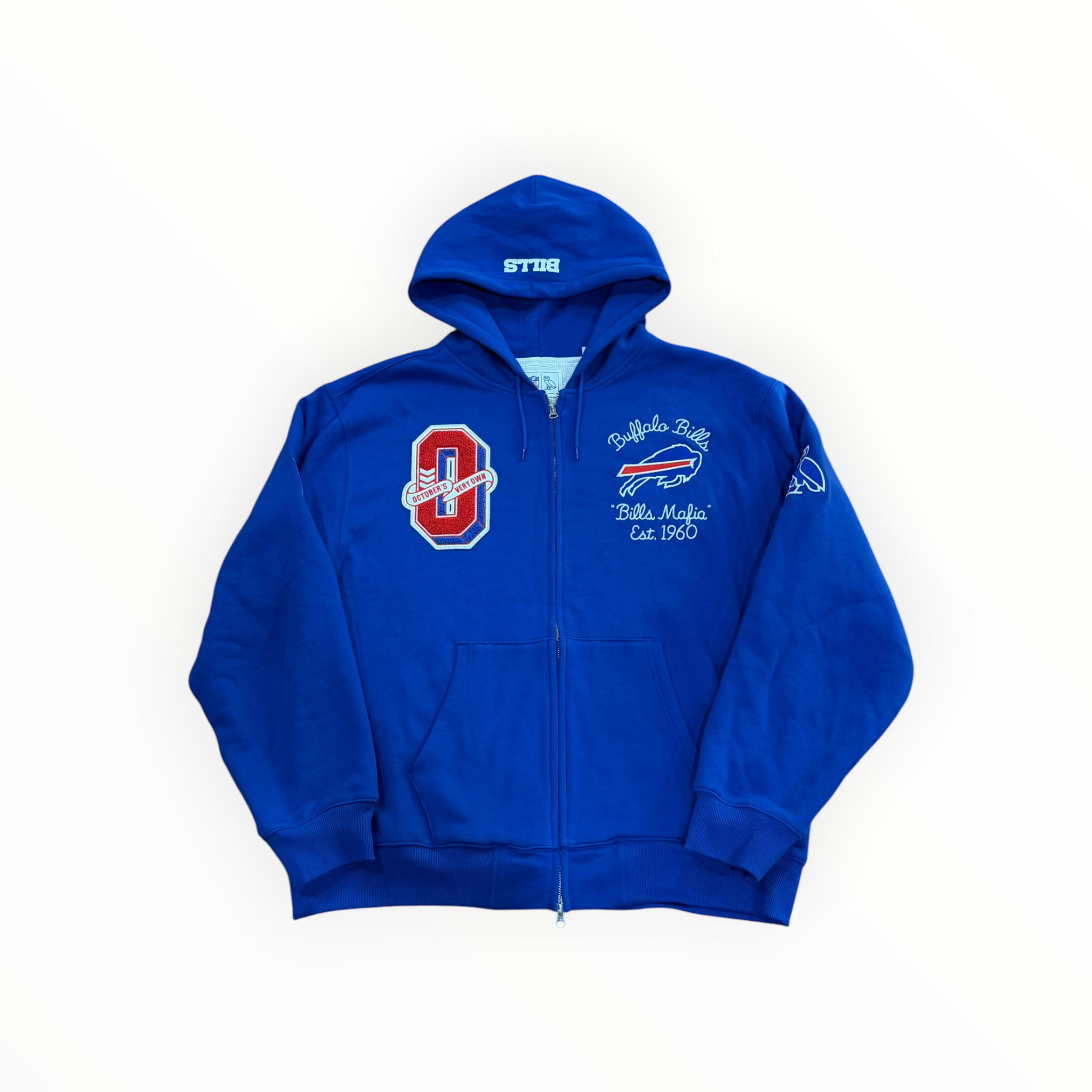 OVO x NFL Royal Buffalo Bills Full-Zip Waffle-Lined Hoodie