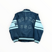 Avirex Bronx Leather Jacket Navy/White