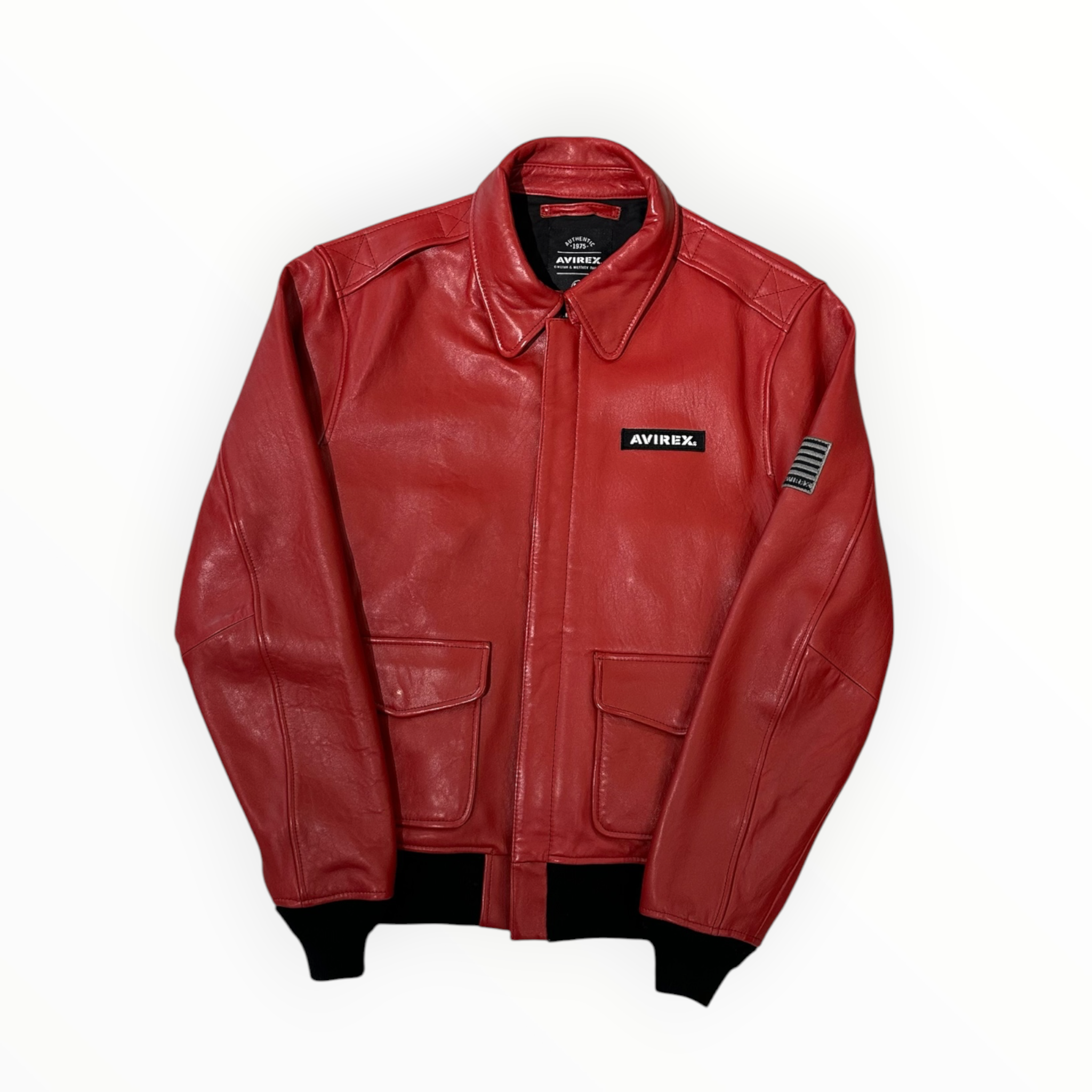 Avirex Flight Leather Jacket Red