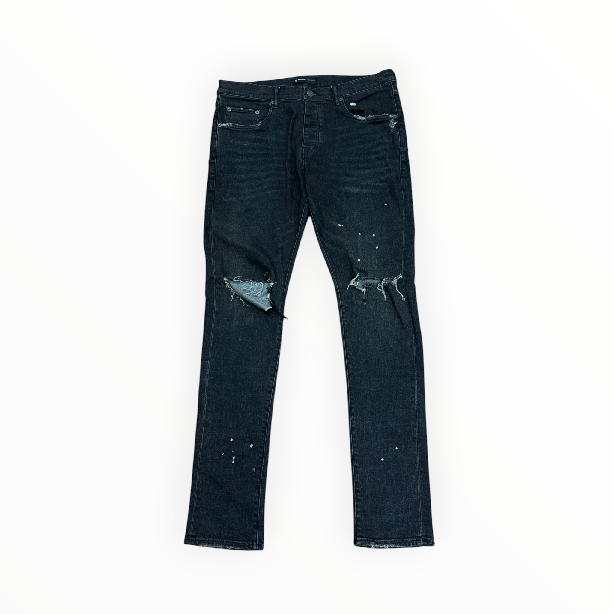 Purple Paint Splatter Black Denim