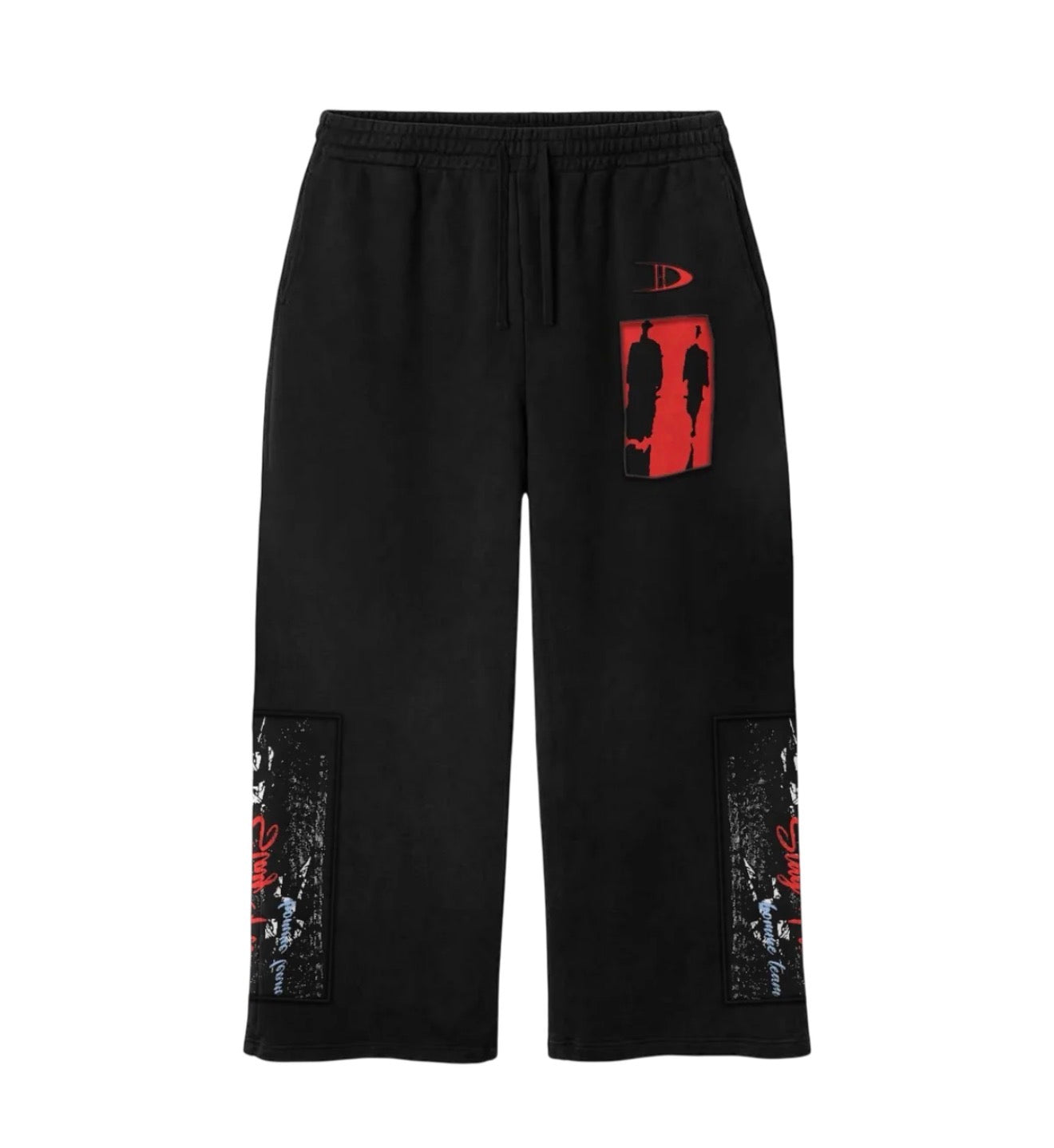 Daven Homme Uncharted DH Appliqué Embroidered Sweatpants Black