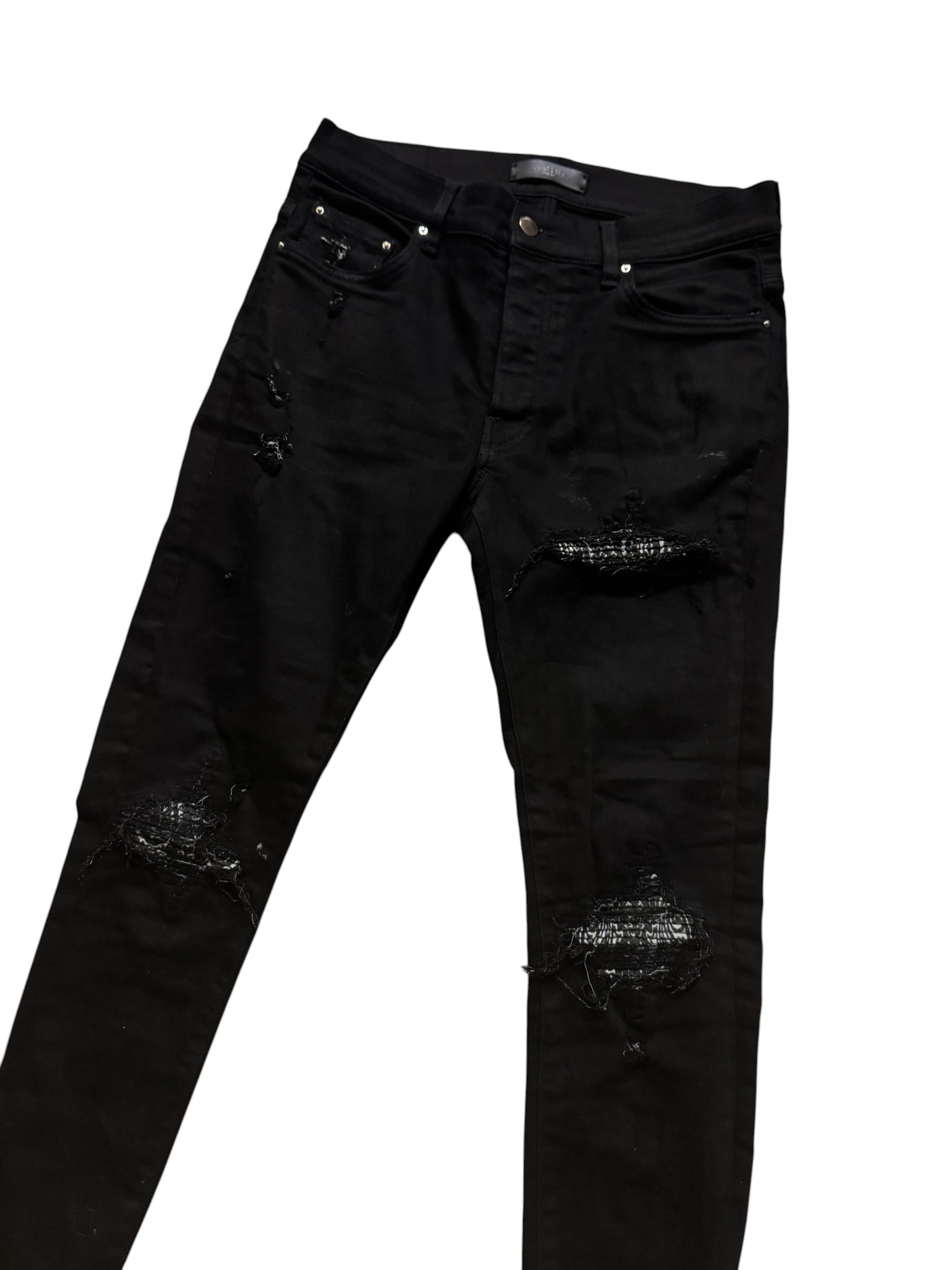 Amiri MX1 Black Paisley Denim