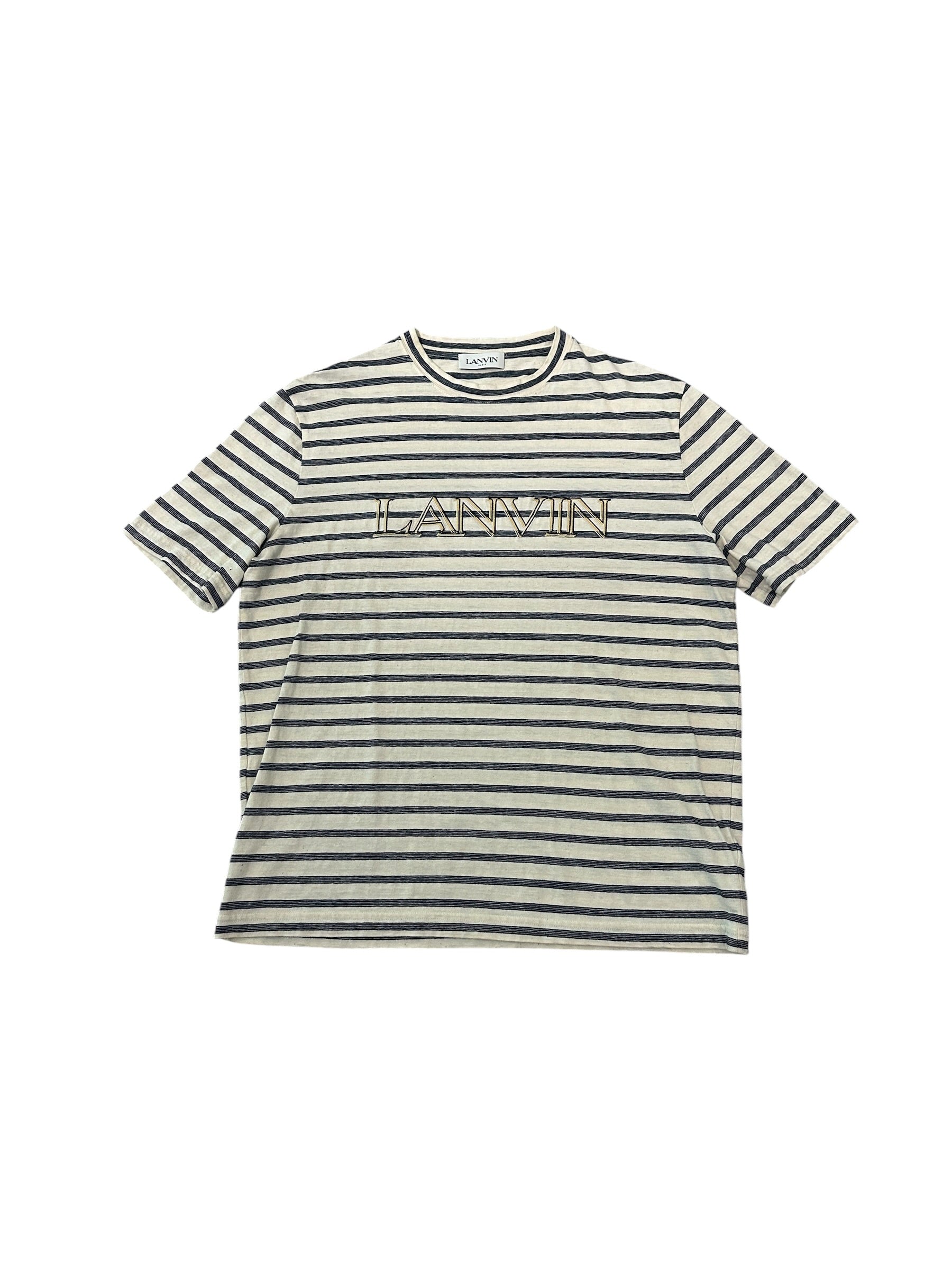 Lanvin Logo Tee Striped Beige/Blue