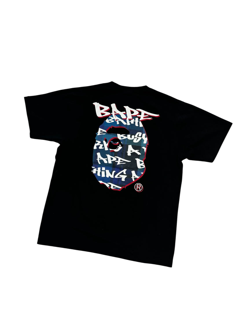 Bape Graffiti Check Ape Head Tee Black