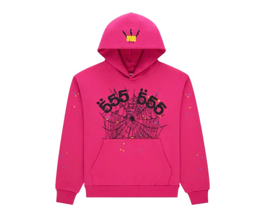 Sp5der Pink Angel Number Beluga Hoodie