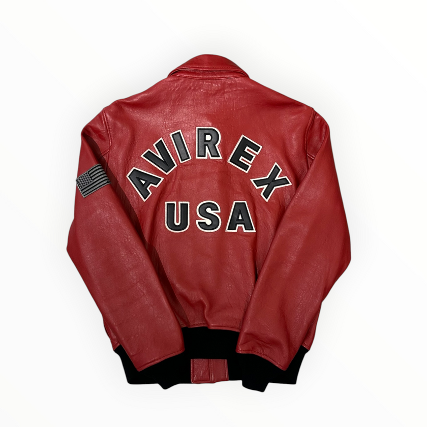Avirex Flight Leather Jacket Red