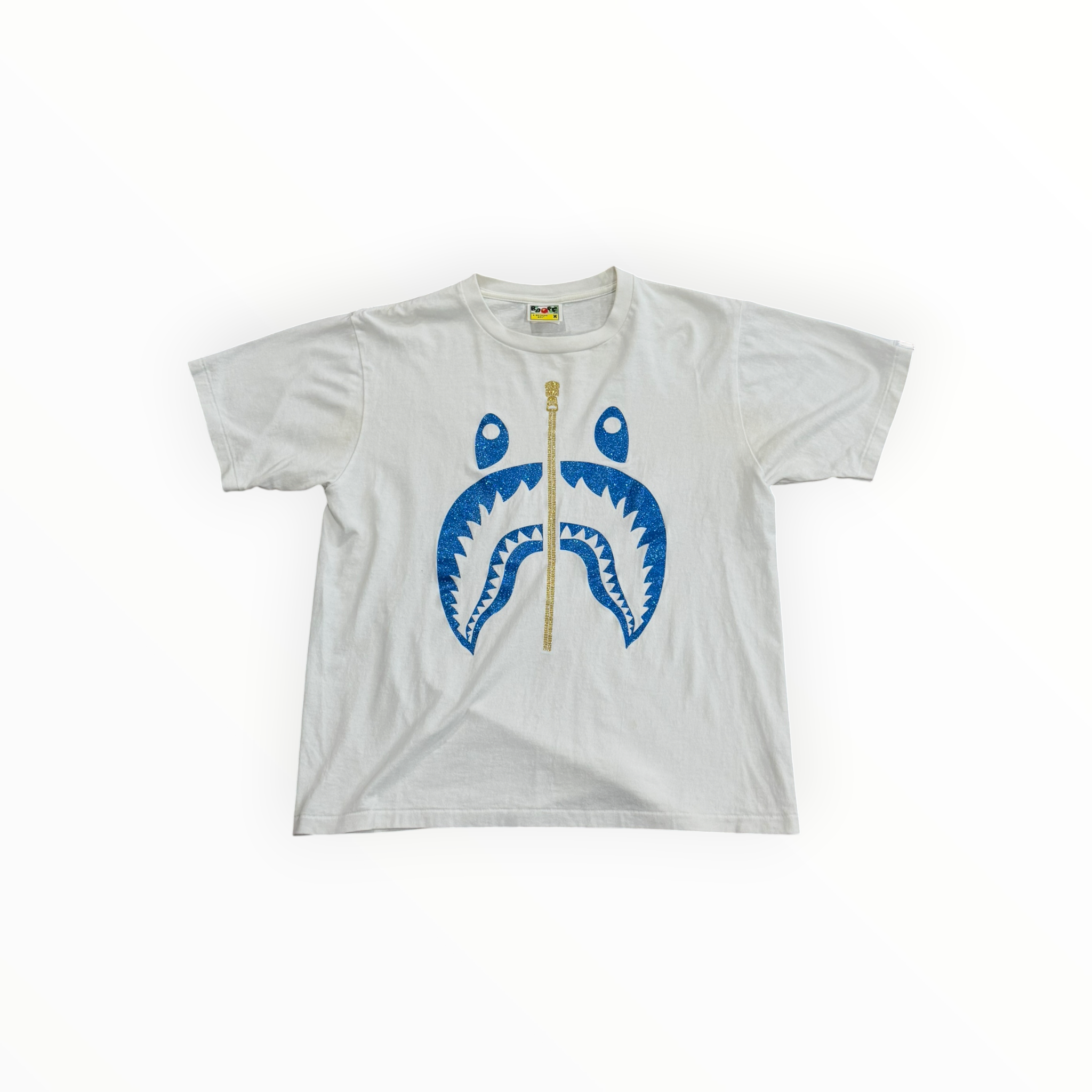 BAPE Glitter Shark Tee White/Blue