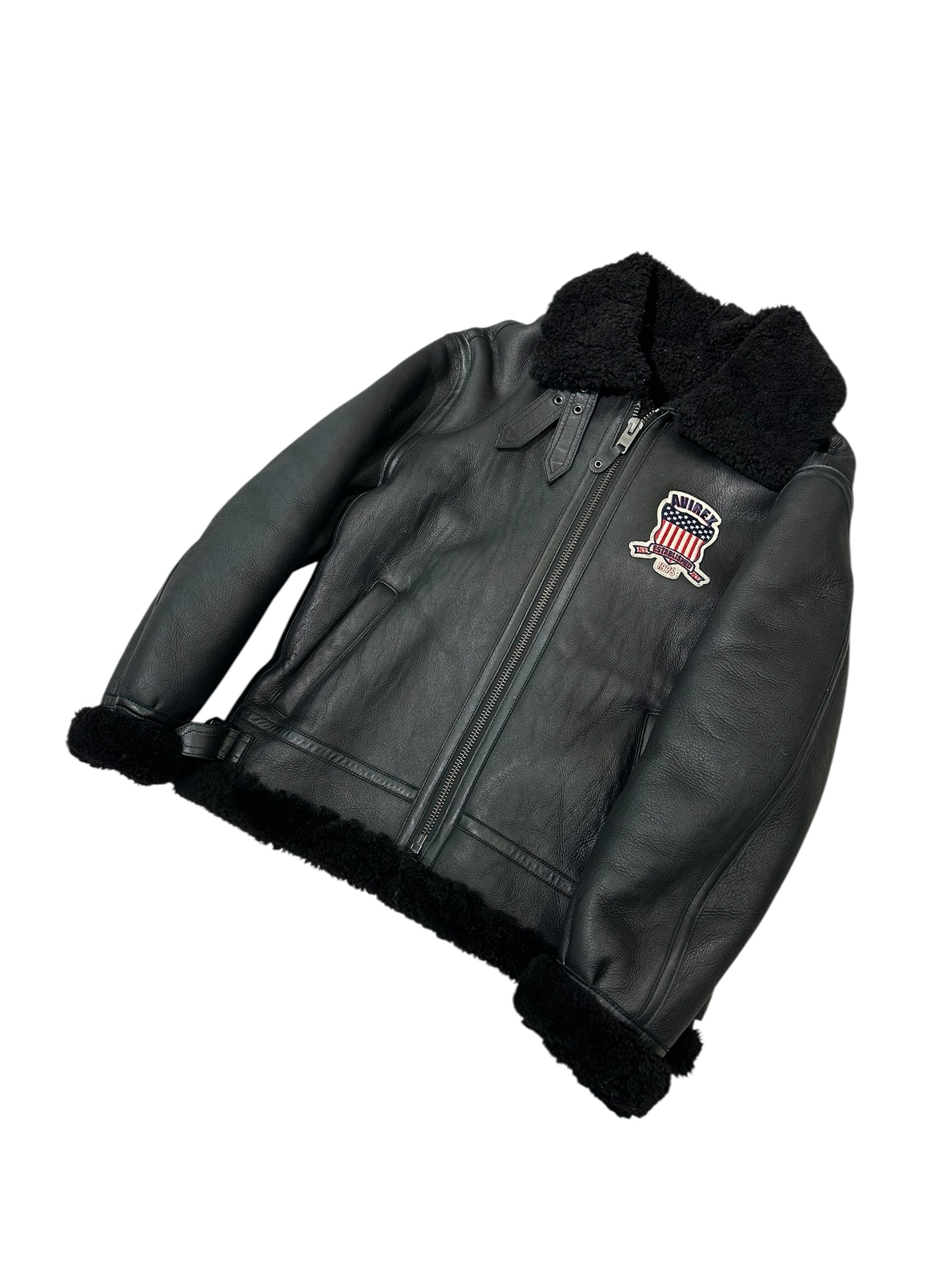 Avirex Shearling Bomber Jacket Black