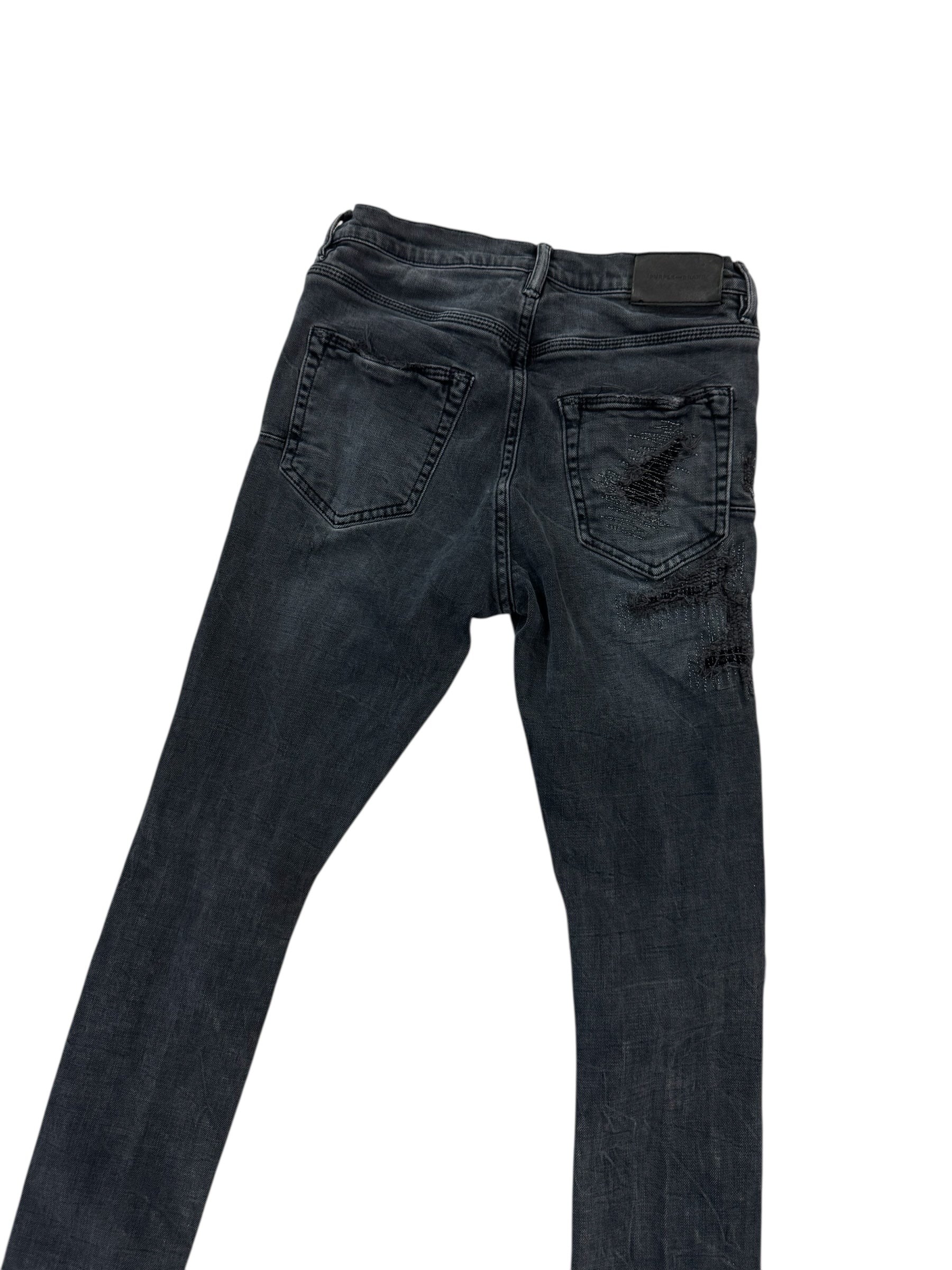 Purple Brand Distressed Knee Black Denim