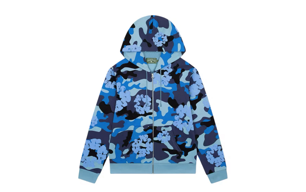 Denim Tears The Cotton Wreath Zip Sweatshirt Blue Camo
