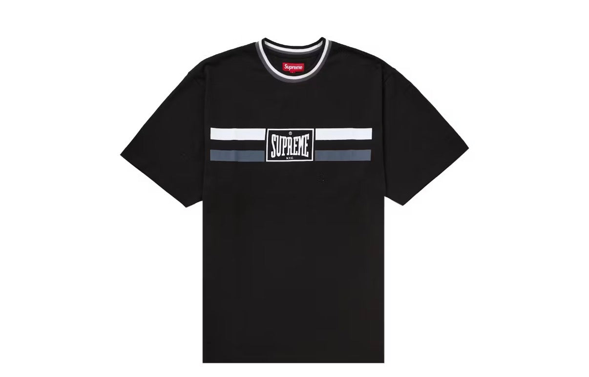 Supreme Warm Up Stripe Short Sleeve Tee Black