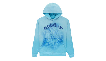 Sp5der OG Web V2 Spray Hoodie Light Blue