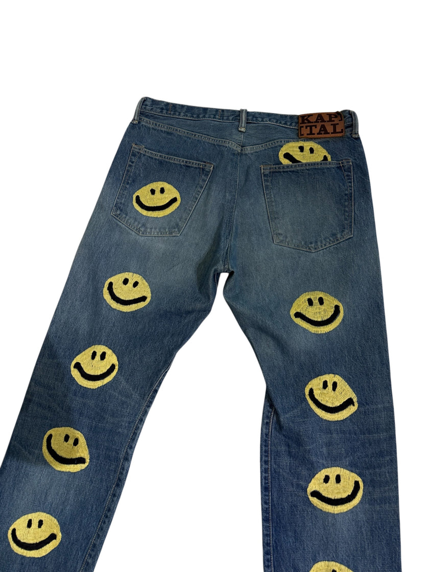 Kapital Smiley Face Embroidered Denim Jeans