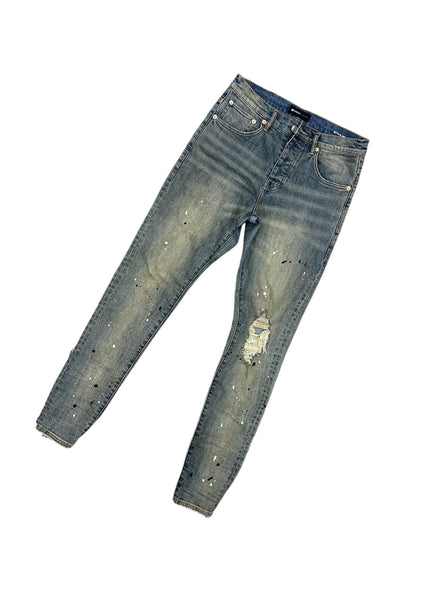 Purple Washed Paint Splatter Denim