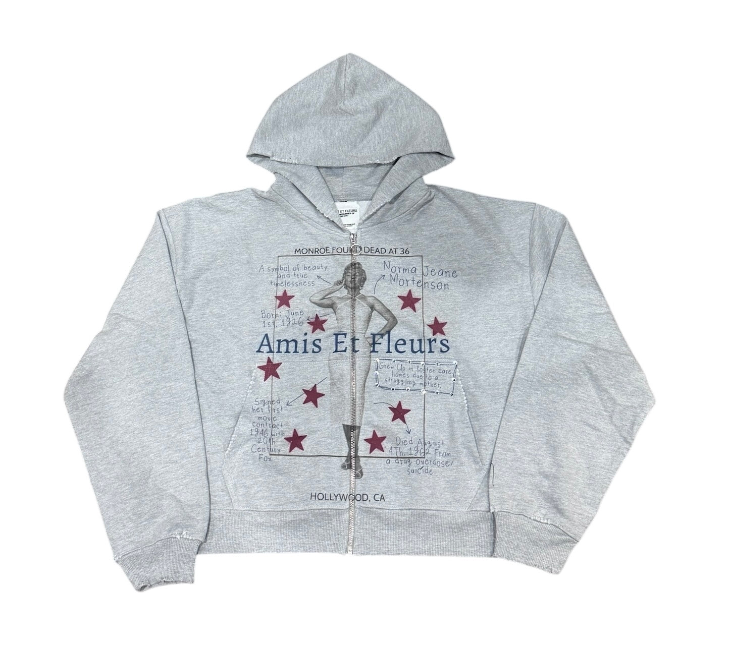 Amis ET Fleurs Dream Girl Zip Hoodie Grey