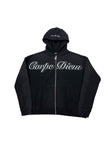 Carpe Diem Cursive Logo Zip Up Black